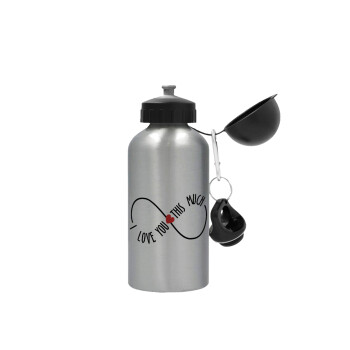 I Love you thisssss much (infinity), Metallic water jug, Silver, aluminum 500ml