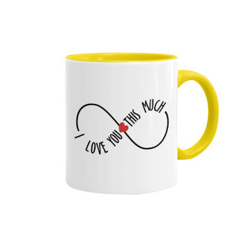 I Love you thisssss much (infinity), Mug colored yellow, ceramic, 330ml