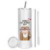 Tumbler stainless steel 600ml, with metal straw & cleaning brush