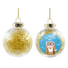 Transparent Christmas tree ball ornament with gold filling 8cm