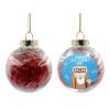 Transparent Christmas tree ball ornament with red filling 8cm