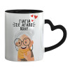 Mug heart black handle, ceramic, 330ml