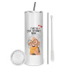 Tumbler stainless steel 600ml, with metal straw & cleaning brush