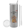 Tumbler stainless steel Silver 600ml, with metal straw & cleaning brush