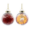 Transparent Christmas tree ball ornament with red filling 8cm