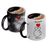 Color changing magic Mug, ceramic, 330ml when adding hot liquid inside, the black colour desappears (1 pcs)