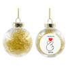 Transparent Christmas tree ball ornament with gold filling 8cm