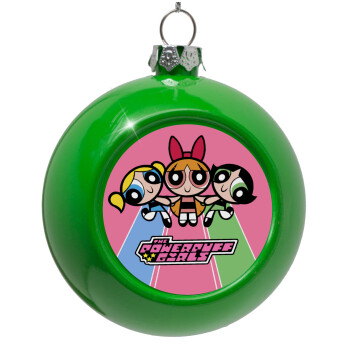 The powerpuff girls , Green Christmas tree ornament bauble 8cm