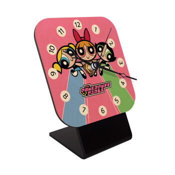 The powerpuff girls , Quartz Table clock in natural wood (10cm)