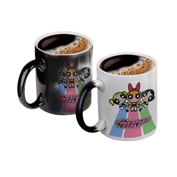 The powerpuff girls , Color changing magic Mug, ceramic, 330ml when adding hot liquid inside, the black colour desappears (1 pcs)