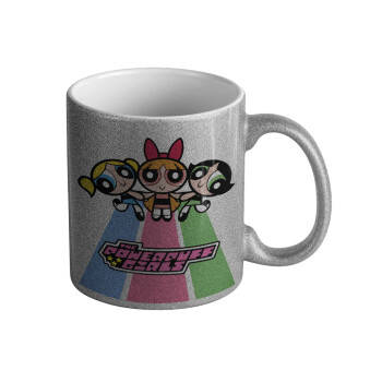 The powerpuff girls , Κούπα Ασημένια Glitter που γυαλίζει, κεραμική, 330ml