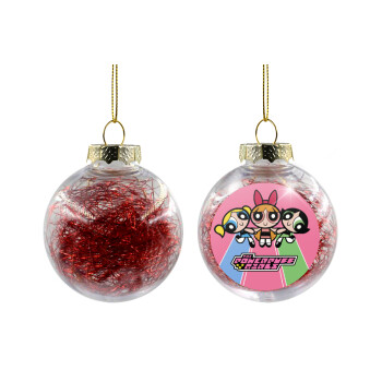 The powerpuff girls , Transparent Christmas tree ball ornament with red filling 8cm