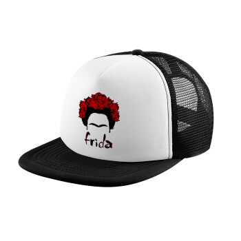 Frida, Adult Soft Trucker Hat with Black/White Mesh (POLYESTER, ADULT, UNISEX, ONE SIZE)