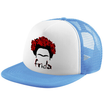 Frida, Child's Soft Trucker Hat with Blue/White Mesh (POLYESTER, CHILD, ONE SIZE)