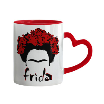 Frida, Mug heart red handle, ceramic, 330ml