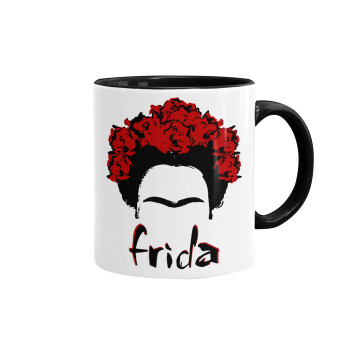 Frida, Κούπα χρωματιστή μαύρη, κεραμική, 330ml