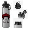 Metallic water bottle with safety cap, 850ml aluminum