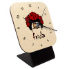 Quartz Table clock in natural wood (10cm)