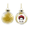 Transparent Christmas tree ball ornament with gold filling 8cm