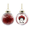 Transparent Christmas tree ball ornament with red filling 8cm