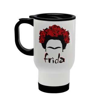 Frida, Stainless steel travel mug with lid, double wall white 450ml