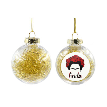 Frida, Transparent Christmas tree ball ornament with gold filling 8cm