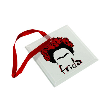 Frida, Christmas ornament, glass square ornament 9x9cm