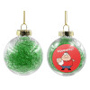 Transparent Christmas tree ball ornament with green filling 8cm