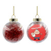 Transparent Christmas tree ball ornament with red filling 8cm