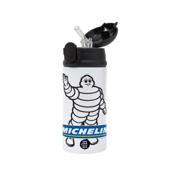 Michelin, Children's hot water bottle, stainless steel, with safety straw, Black (360ml) BPA-FREE