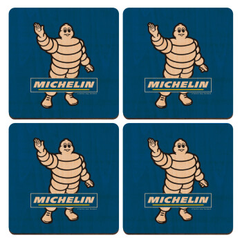 Michelin, ΣΕΤ x4 Σουβέρ ξύλινα τετράγωνα plywood (9cm)