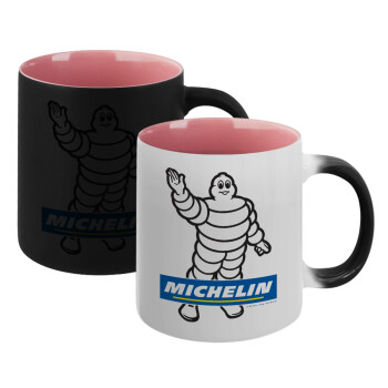 Michelin, Κούπα Μαγική εσωτερικό ΡΟΖ, κεραμική 330ml που αλλάζει χρώμα με το ζεστό ρόφημα (1 τεμάχιο)