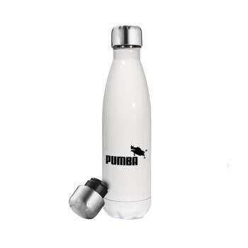 Pumba, Μεταλλικό παγούρι θερμός Λευκό (Stainless steel), διπλού τοιχώματος, 500ml
