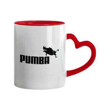 Pumba, Mug heart red handle, ceramic, 330ml