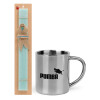 Easter Set, metallic thermal cup (300ml) & aromatic flat Easter candle (30cm) (TURQUOISE)