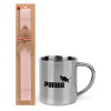 Easter Set, metallic thermal cup (300ml) & aromatic flat Easter candle (30cm) (PINK)