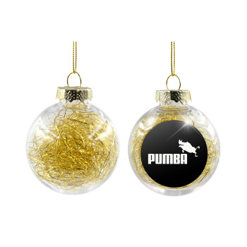 Pumba, Transparent Christmas tree ball ornament with gold filling 8cm