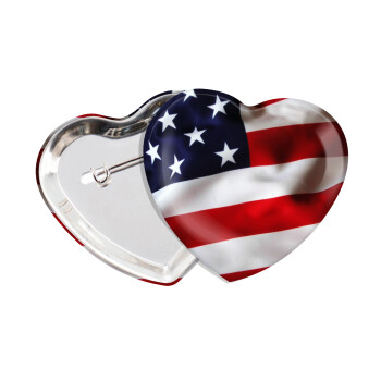 Σημαία Αμερικής, Κονκάρδα παραμάνα καρδιά (57x52mm)