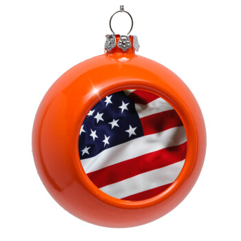 USA Flag, Orange Christmas tree ornament bauble 8cm