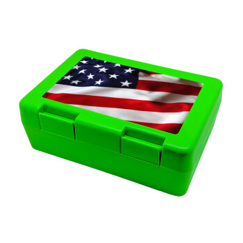 USA Flag, Children's cookie container GREEN 185x128x65mm (BPA free plastic)