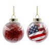 Transparent Christmas tree ball ornament with red filling 8cm