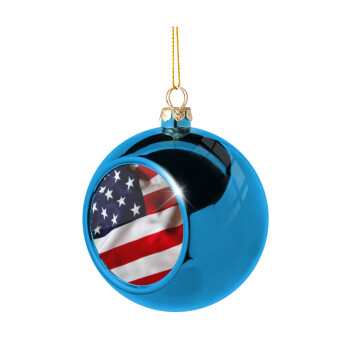USA Flag, Χριστουγεννιάτικη μπάλα δένδρου Μπλε 8cm