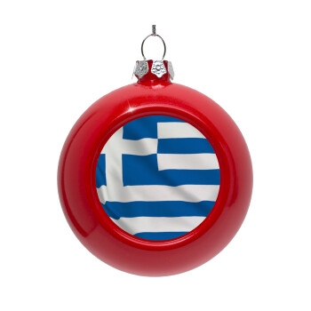 GREEK Flag, Red Christmas tree ornament bauble 8cm