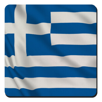 GREEK Flag, Τετράγωνο μαγνητάκι ξύλινο 9x9cm