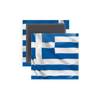 GREEK Flag, Μαγνητάκι ψυγείου τετράγωνο διάστασης 5x5cm