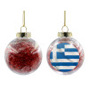 Transparent Christmas tree ball ornament with red filling 8cm