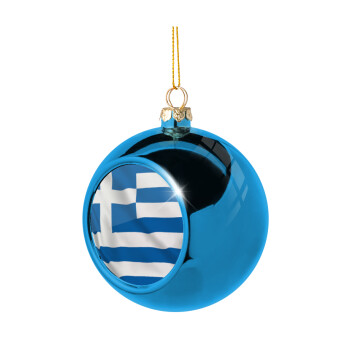 GREEK Flag, Blue Christmas tree ball ornament 8cm