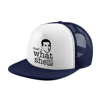 The office Michael That's what she said, Καπέλο Ενηλίκων Soft Trucker με Δίχτυ Dark Blue/White (POLYESTER, ΕΝΗΛΙΚΩΝ, UNISEX, ONE SIZE)