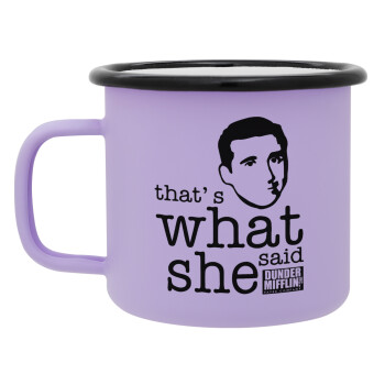 The office Michael That's what she said, Κούπα Μεταλλική εμαγιέ ΜΑΤ Light Pastel Purple 360ml