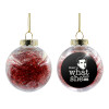 Transparent Christmas tree ball ornament with red filling 8cm